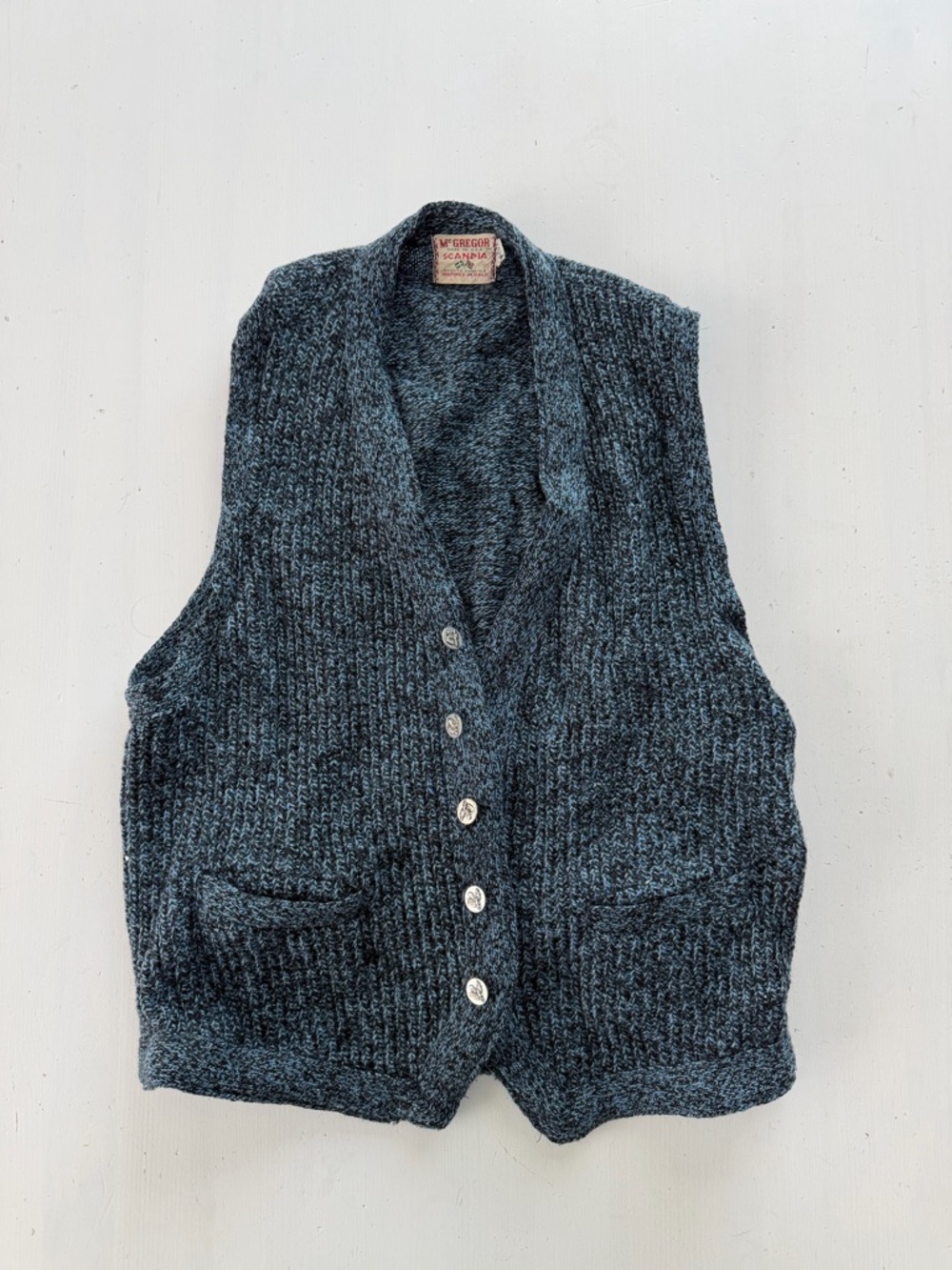 McGregor Scandia made in the USA vintage Heathered Blue Knit wool blend Sweater